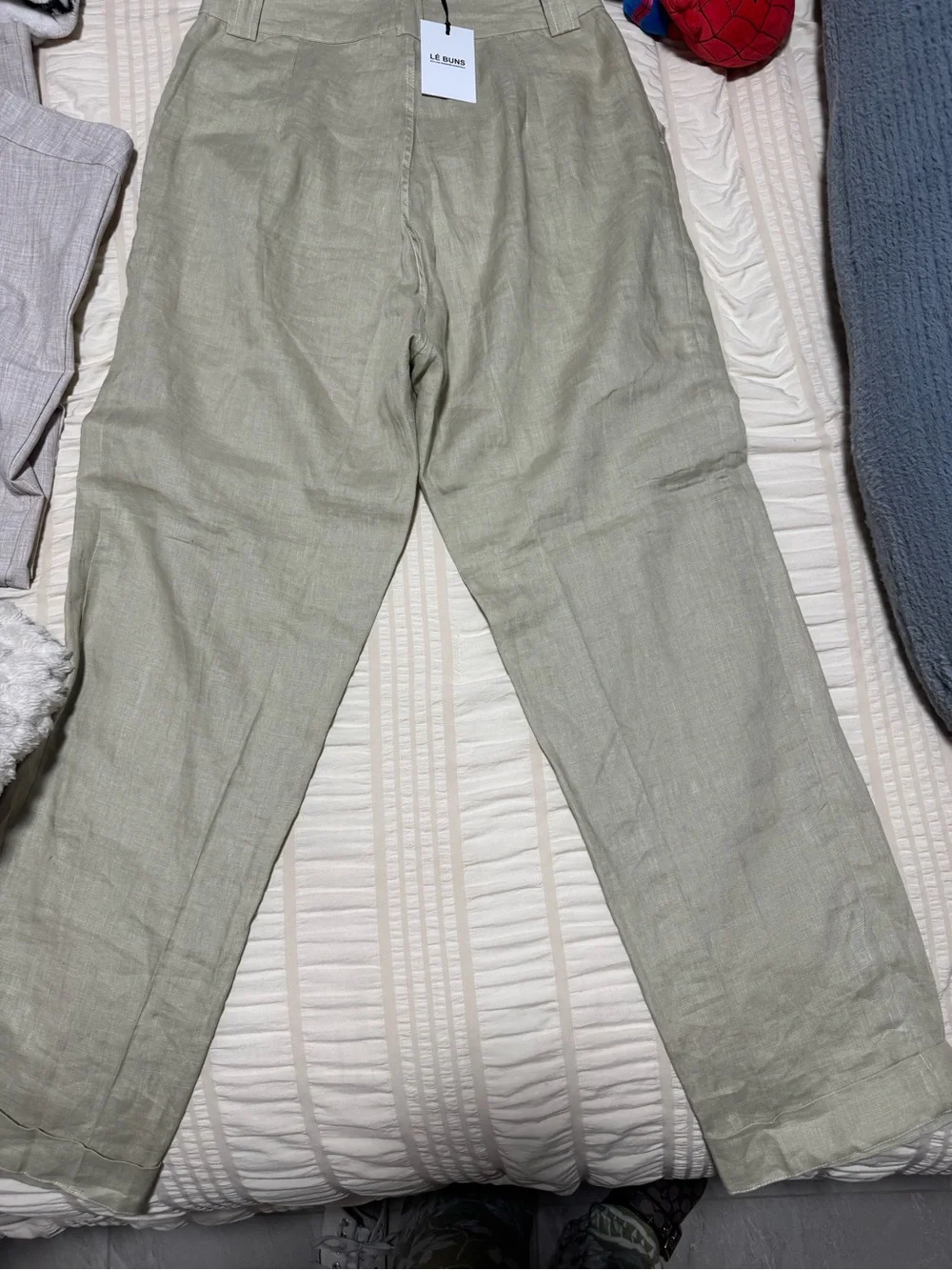 Men's Casual Linen Trousers in Light Sage